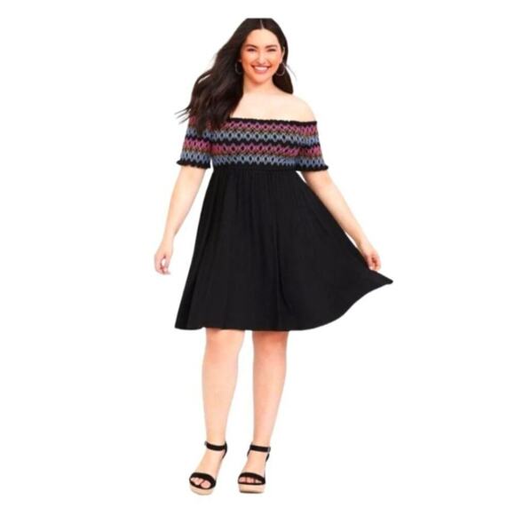 Torrid Size 3 3X Off the Shoulder Embroidered Dress - Picture 2 of 6